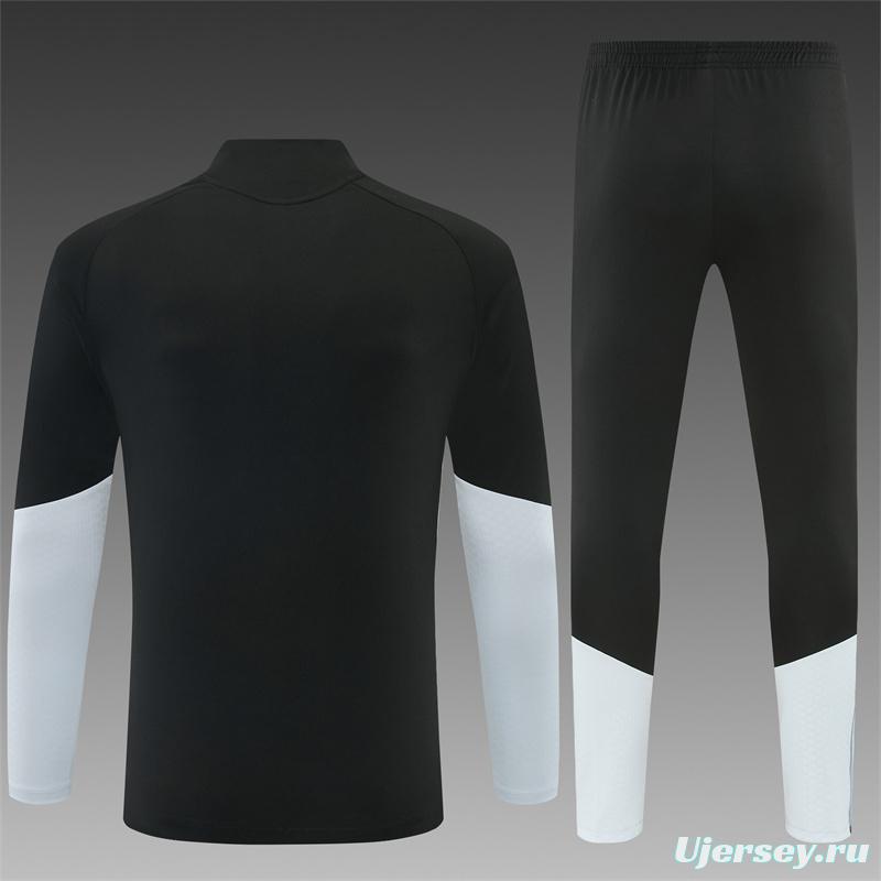 2026 Spain Black & White Half Zipper Jacket Tracksuit + Long Pants