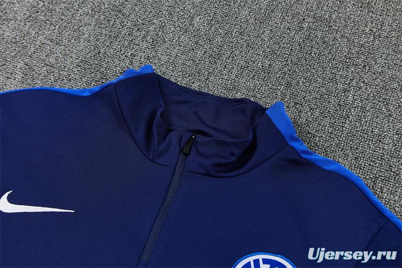 2026 Inter Milan Dark Navy Blue Half Zipper Jacket Tracksuit + Long Pants