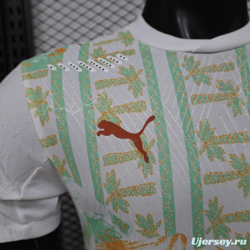 Player Version 2026 Ivory Coast Away White with Tropical Sunflower  Print Jersey