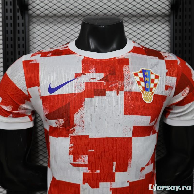 Player Version 2026 Croatia Home Red White with Checkerboard Pattern Jersey