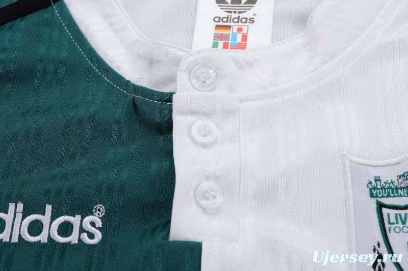 Retro 1995/96 Kids Liverpool White & Green Away Jersey