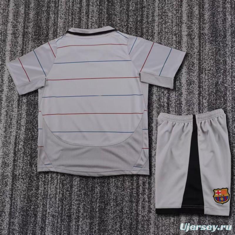 Retro Kids 03/04 FC Barcelona Away Grey Jersey