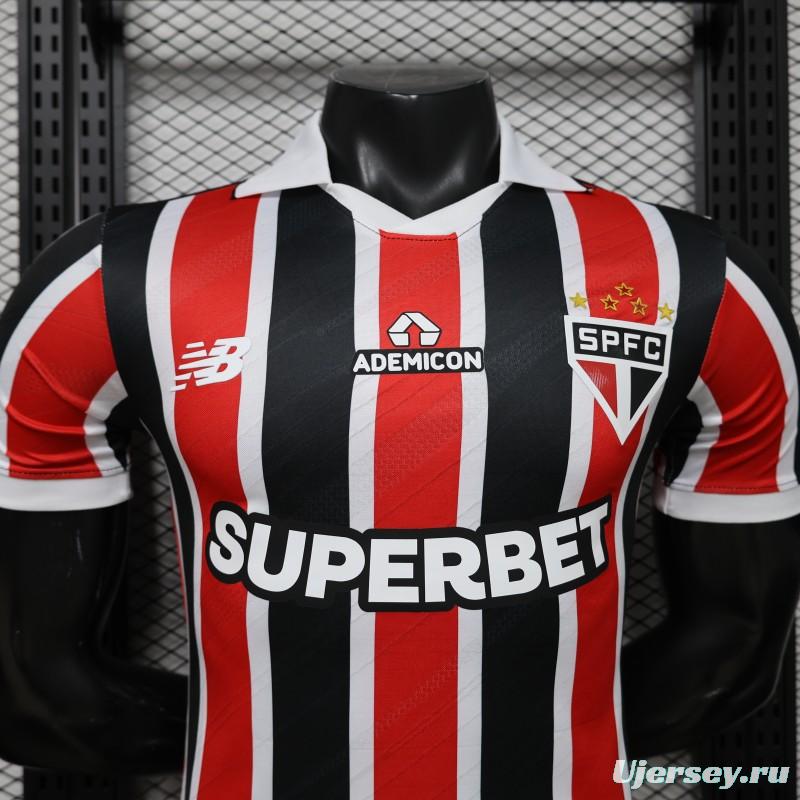 Player Version 26/27 São Paulo FC Away Red & Black Stripe  With White Collar Jersey