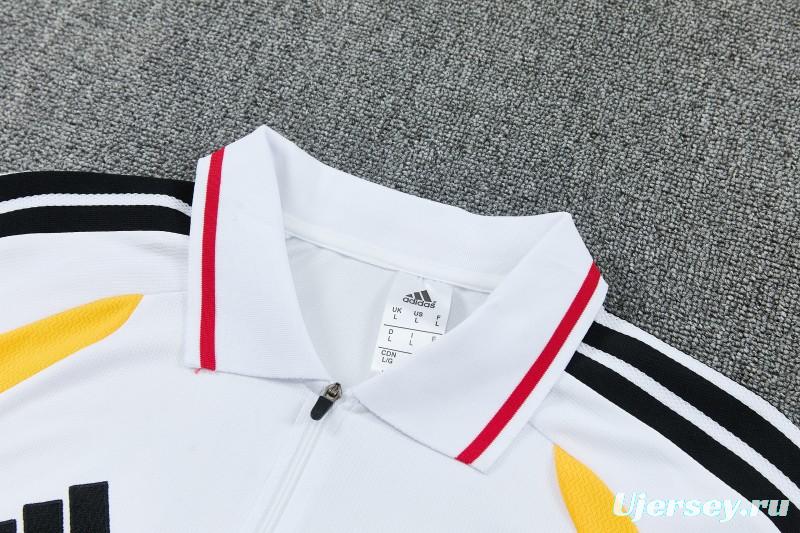 2026 German White & Black Half-Zip Polo Short Sleeve Tracksuit + Long Pants