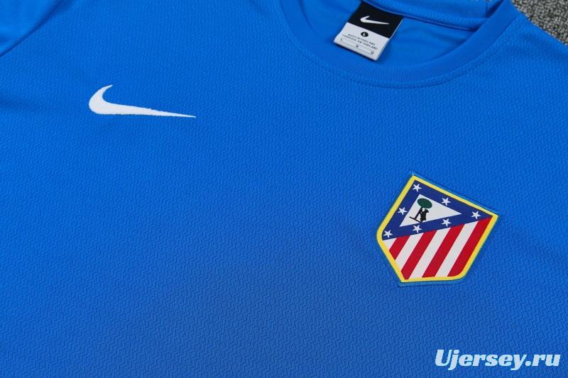 26/27 Atlético de Madrid Blue Short Sleeve Tracksuit + Navy Blue Long Pants
