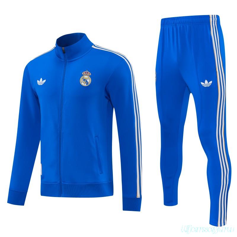26/27 Real Madrid Blue Full Zipper Jacket Tracksuit + Long Pants