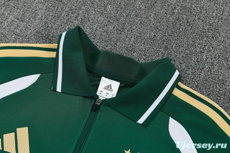 2026 Italy Green & White Half-Zip Polo Short Sleeve Tracksuit + Long Pants