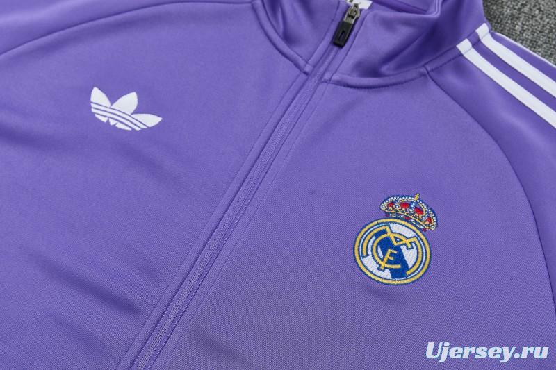 26/27 Real Madrid  Purple Full Zipper Jacket Tracksuit + Long Pants