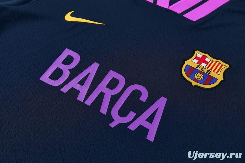 26/27 FC Barcelona Navy Blue with Purple  Short Sleeve Tracksuit + Long Pants