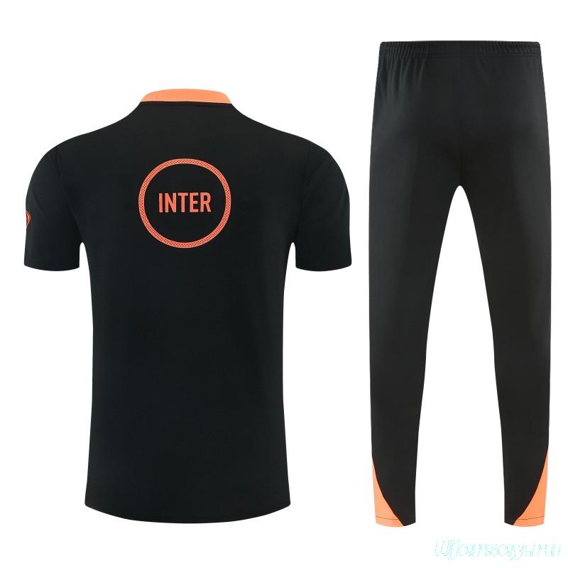26/27 Inter Milan Dark Green with Fluid Wave  Short Sleeve Tracksuit + Long Pants
