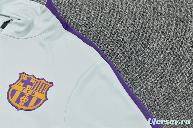 Player Version 26/27  Barcelona Light GreyHalf Zipper Jacket+Long Pants
