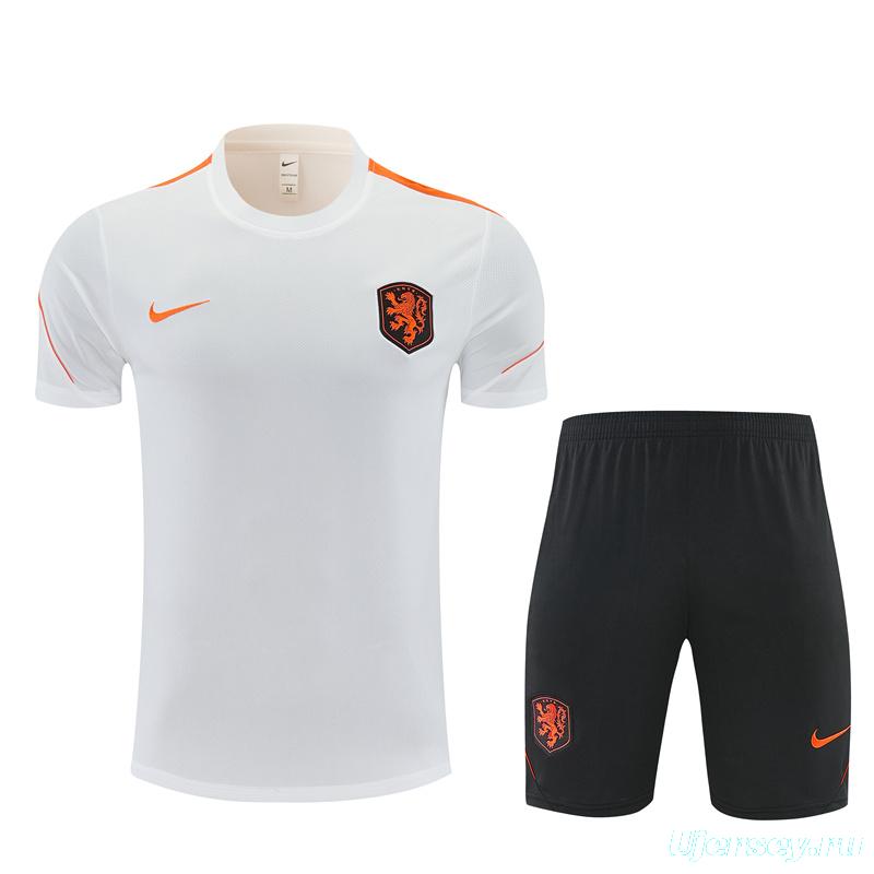 26/27  Netherlands Home White Short Sleeve + Soccer Shorts