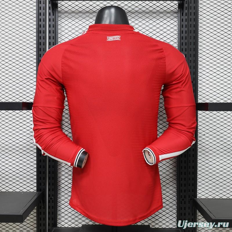 Player Version 26/27 Manchester United Red Polo Collar  Long Sleeve Jersey