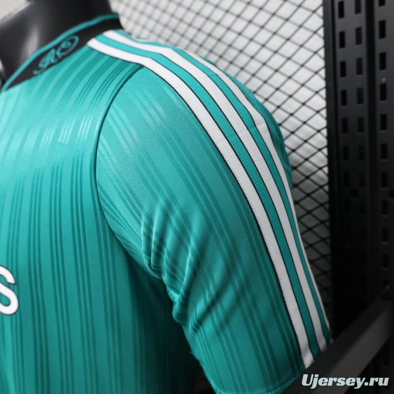 Player Version 2026  Adidas Originals Retro Style Teal Green Stripe Football Jersey