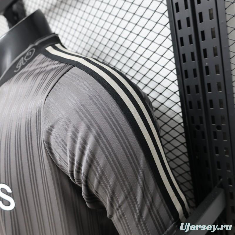 Player Version 2026  Adidas Originals Retro Style Charcoal Grey Stripe Football Jersey