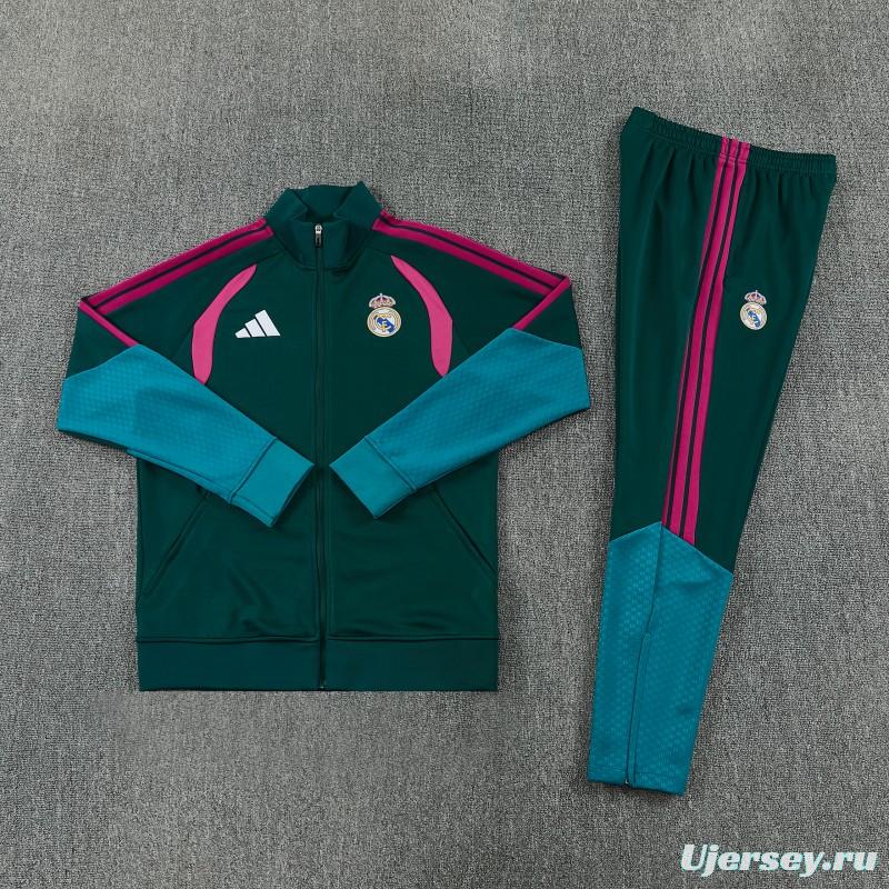26/27 Real Madrid Dark Green Full Zipper Jacket Tracksuit + Long Pants