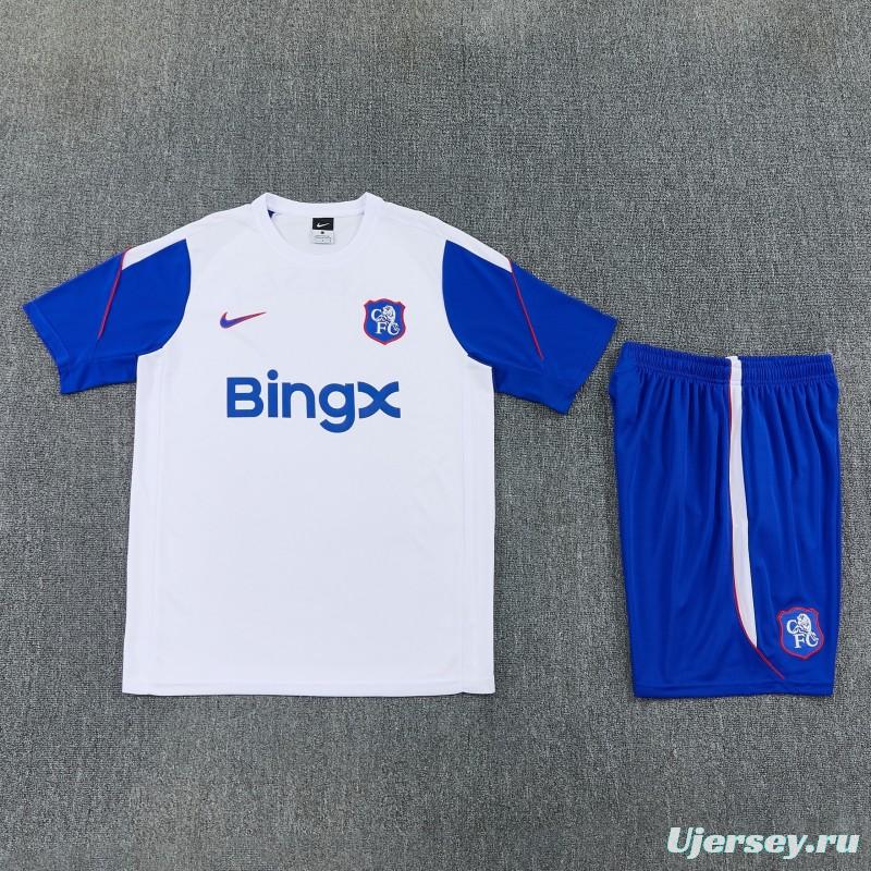 26/27 Chelsea  White&Blue Short Sleeve+Soccer Shorts