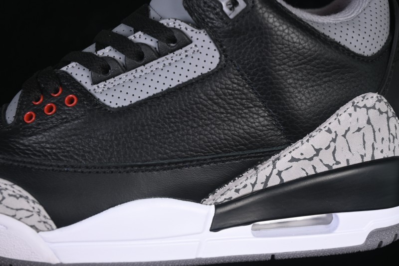 Nike Air Jordan 3 Retro 'Black Cement' Basketball Shoes with Premium Leather Upper - DN3707-010