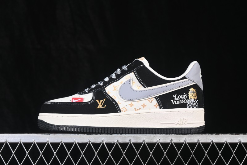 Nike Air Force 1 '07 Low Basketball Shoes with Black and White Color Blocking and Full-Length Air Cushion - KL1688-006