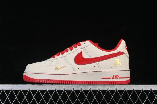 Nike Air Force 1 '07 Low Year of the Horse Limited Edition Cream and Rouge Low-Top Casual Sneakers - NH0601-513