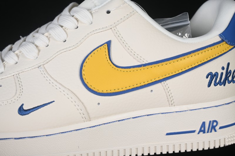 Nike Air Force 1 '07 Low Basketball Shoes with Yellow-Blue Color Blocking - FV3694-112