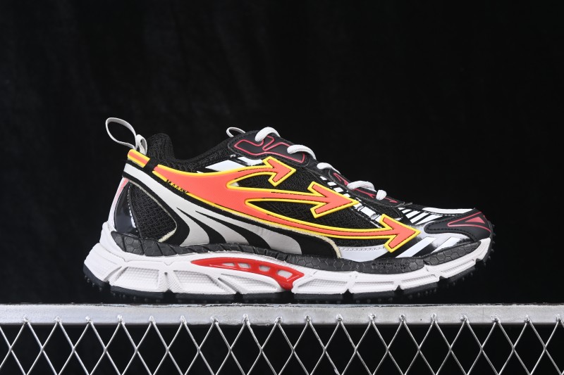 Off-White c/o Virgil Abloh Retro Running Shoes Black Silver Red - AJF6