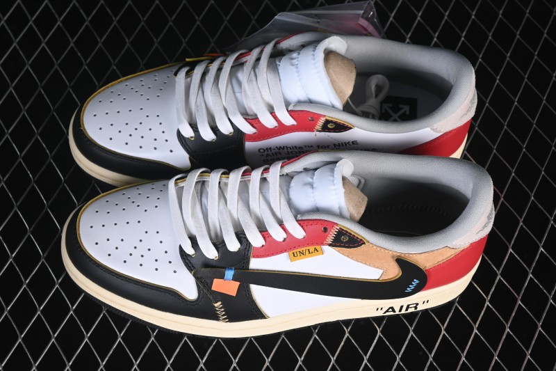 Nike Travis Scott x Air Jordan 1 Low OG Retro Sneakers with Reverse Swoosh Design - XZ6868-005