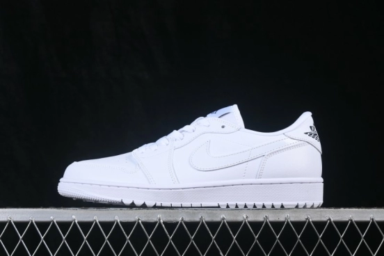 Nike Air Jordan 1 Low Retro Basketball Shoes in All-White Leather - DD9315-120