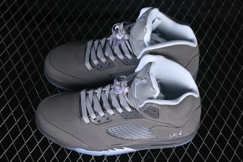 Nike Air Jordan 5 Wolf Grey Basketball Shoes with Premium Leather Upper - DD0587-002
