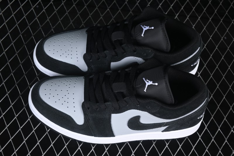 Nike Air Jordan 1 Low Retro Basketball Shoes with Classic Black and Grey Colorway - 553558-048