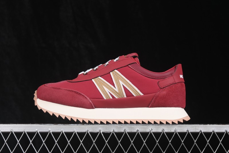 Moncler Pacey2 Lace-Up Round-Toe Low-Top Lifestyle Sneakers in Red - Pacey2