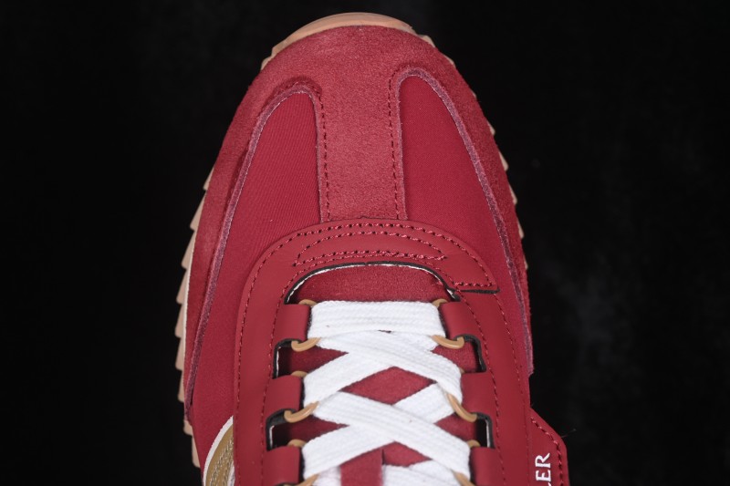 Moncler Pacey2 Lace-Up Round-Toe Low-Top Lifestyle Sneakers in Red - Pacey2
