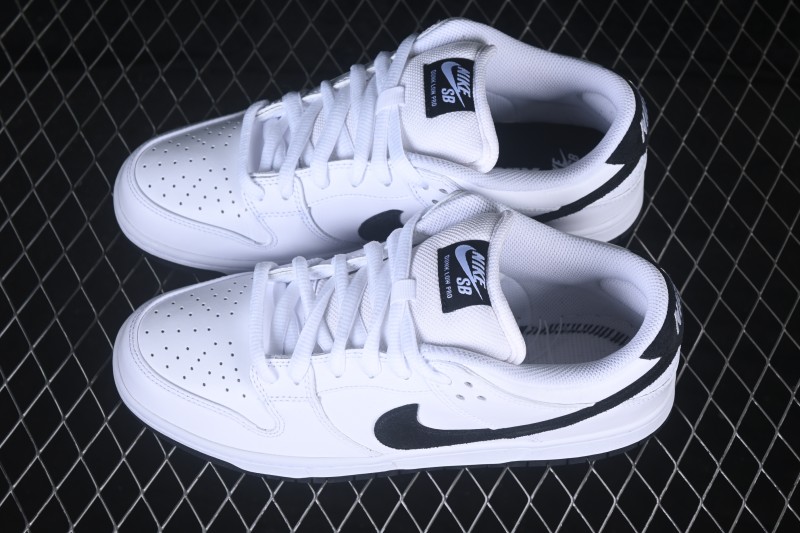 Nike SB Dunk Low Classic White Black Full Leather Low-Top Casual Skate Shoes - HF3704-100