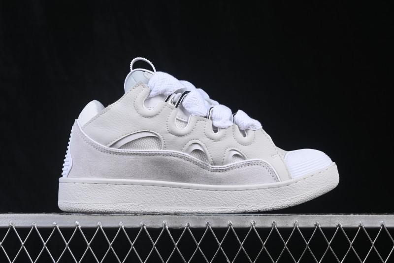 Lanvin Two-Tone Lace-Up Low-Top Casual Sneakers Grey White - AJE5