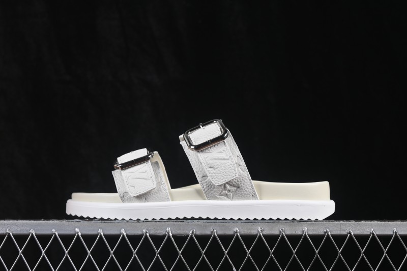 Louis Vuitton Venice Comfort Calfskin Suede Round-Toe Slide Sandals - T.E5