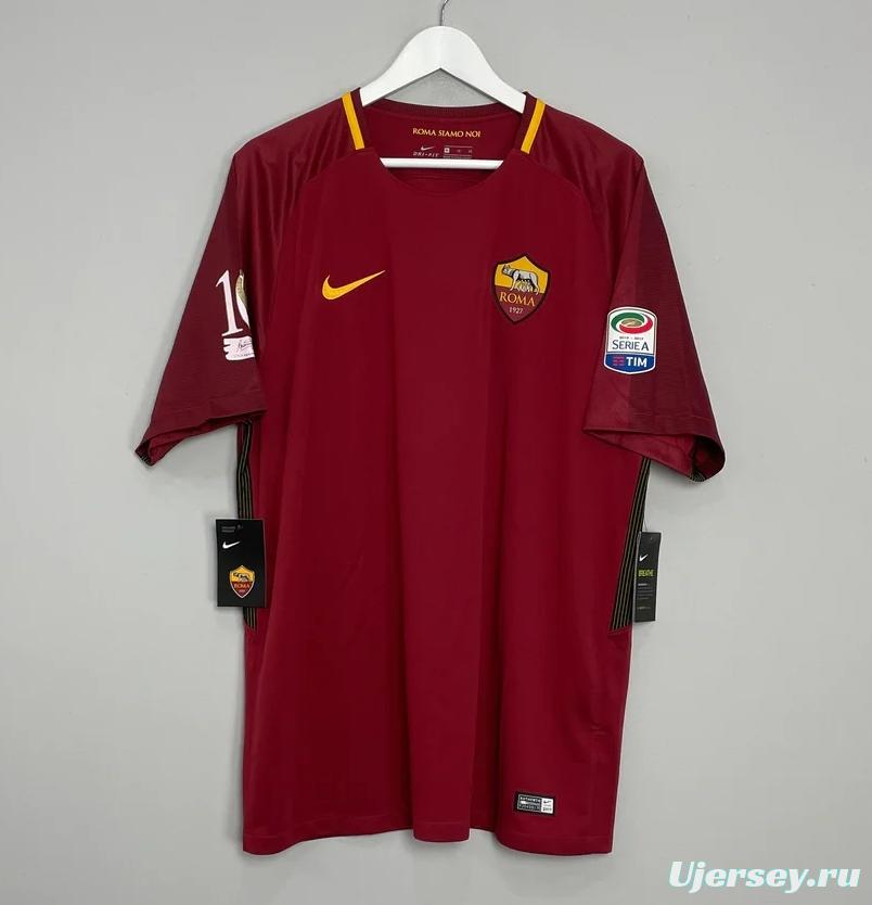 Retro 17/18 AS Roma Home Jersey Francesco Totti Signature Jersey Tribute For Last Match