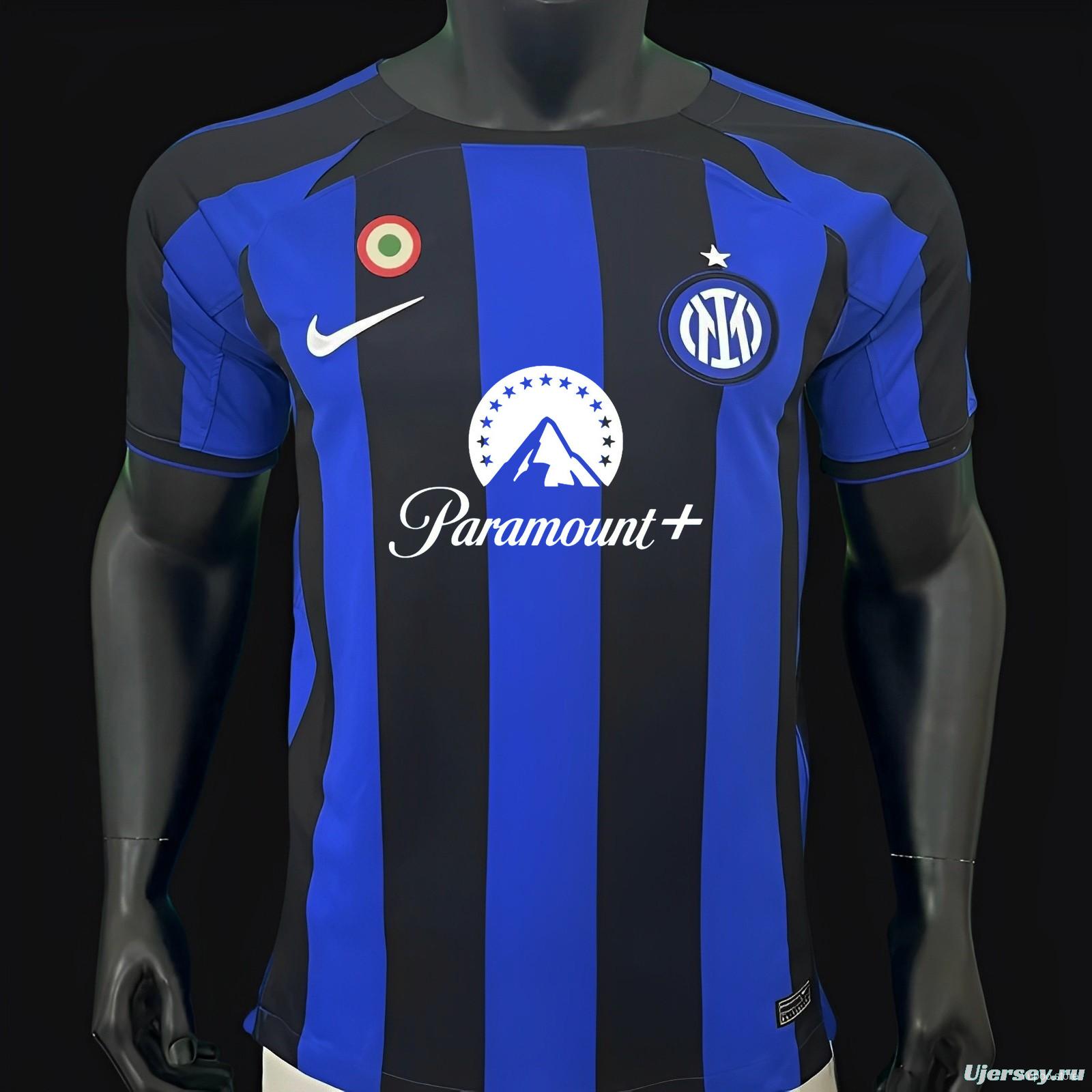 22/23 Inter Milan Home Jersey With Paramount Plus Sponsor