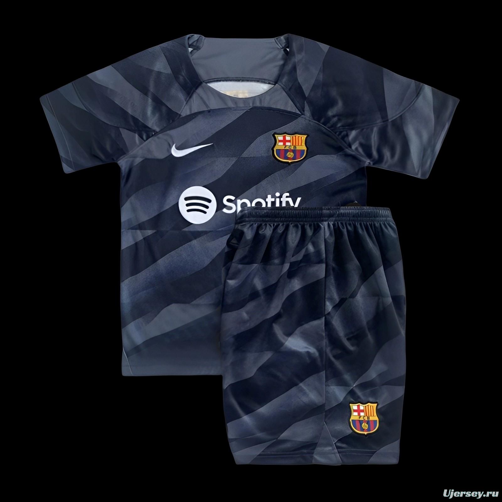 23/24 Kids Barcelona Black Goalkeeper Jersey