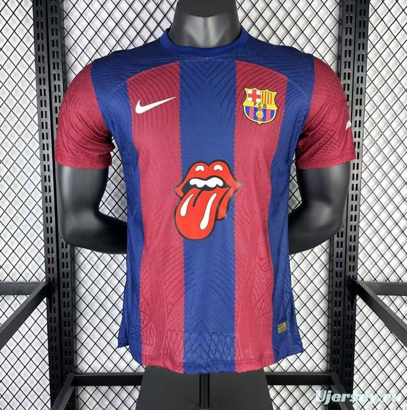 Player Version 23/24 Barcelona Home Rolling Stones Special Jersey