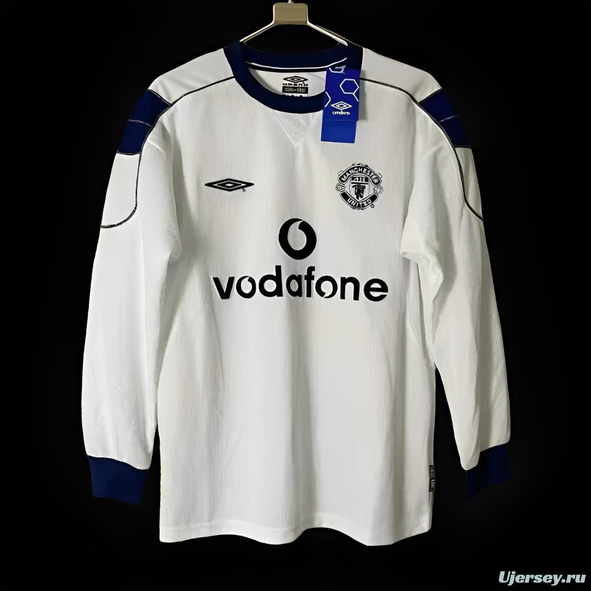 Retro 00/01 Manchester United Away Long Sleeve White Jersey