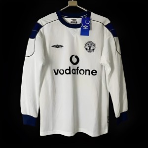 Retro 00/1 Manchester United Away Long Sleeve White Jersey