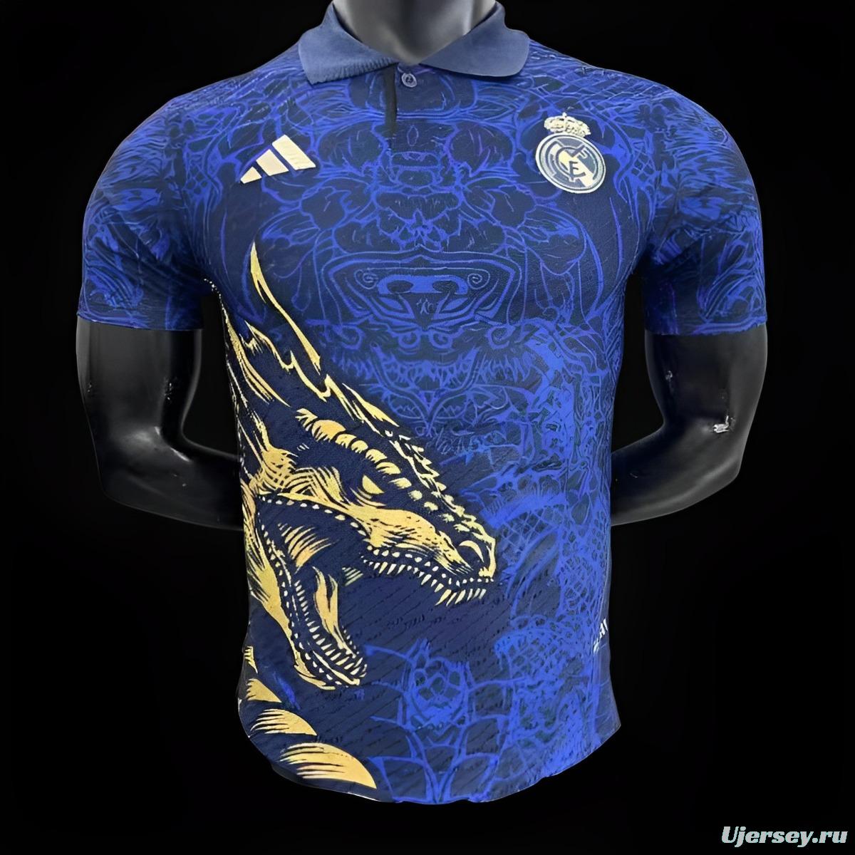 Player Version 23/24 Real Madrid Navy Golden Dragon Special Jersey