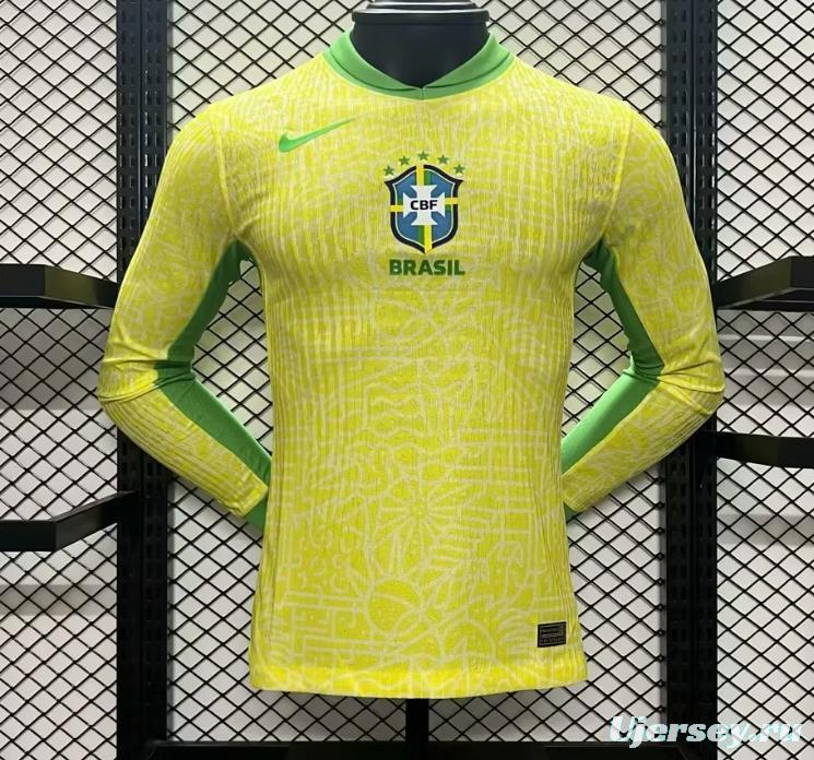 Player Version 2024 Brazil Home Long Sleeve Jersey