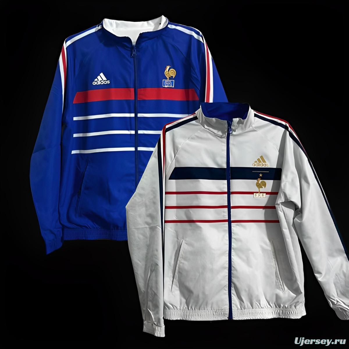 Retro 1998 France Blue/White Reversible Full Zipper Jacket