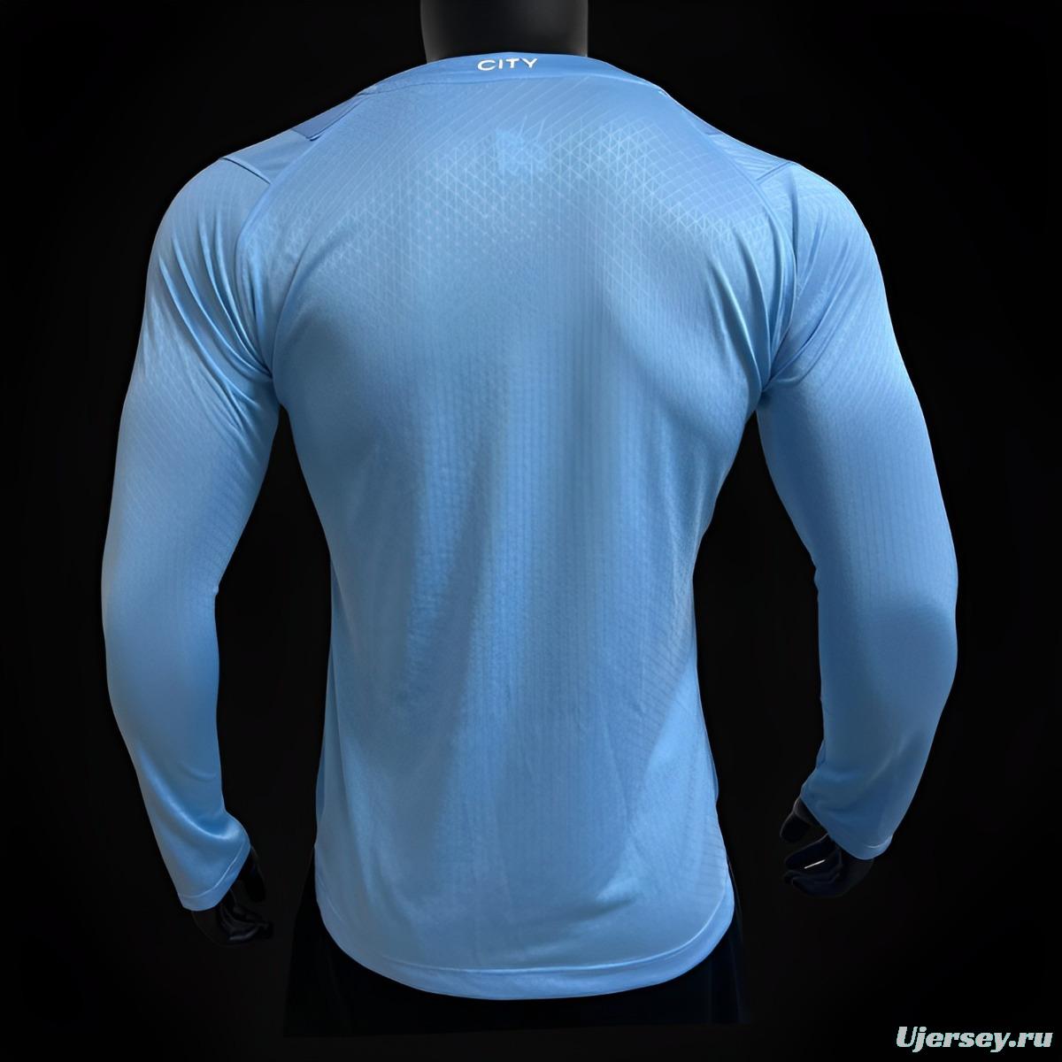 Player Version 23/24 Manchester City Home Long Sleeve Jersey