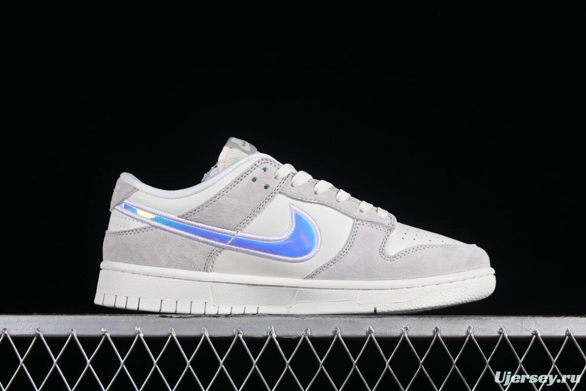 Nk Dunk Low "Iridescent Swoosh" Beige Rainbow SB Low-Top Sneakers