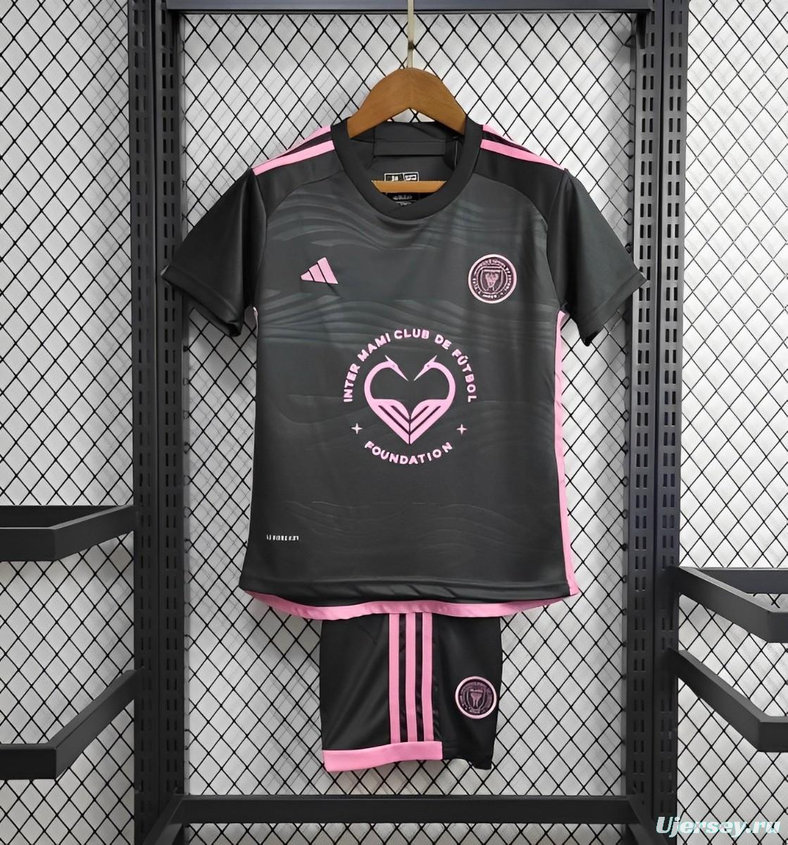 24/25 Kids Inter Miami Away Black Jersey With New Sponsor