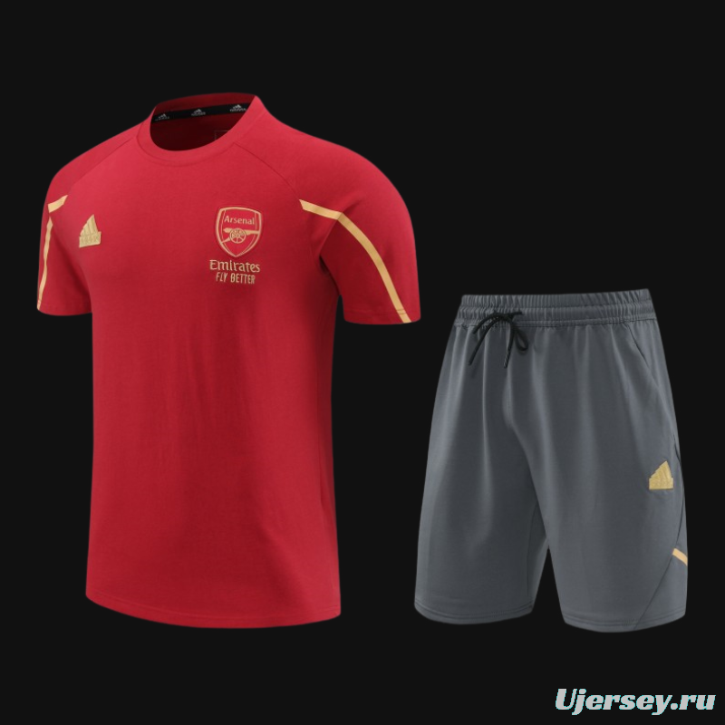 23/24 Arsenal Red Cotton Short Sleeve Jersey+Shorts