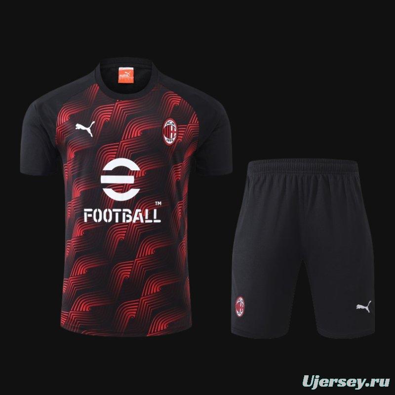 23/24 AC Milan Red/Black Cotton Short Sleeve Jersey+Shorts