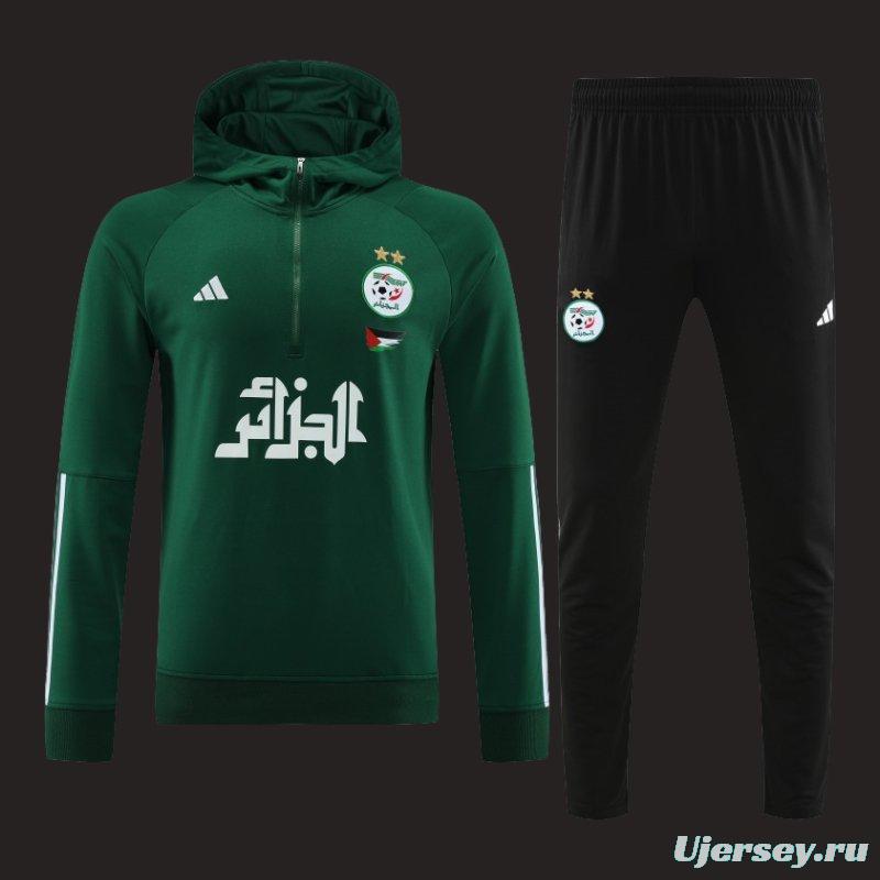 2024 Algeria Green Hoodie  Full Zipper Hoodie Jacket+Pants